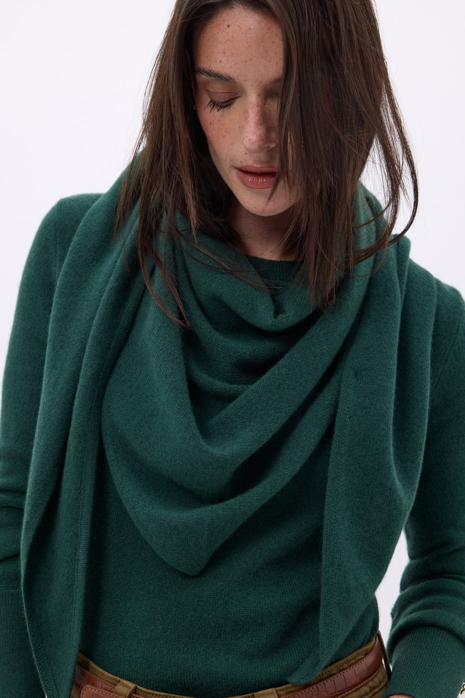 Echarpe Bandana Oversize Triangle Unie Amel - Vert Bouteille - Femme