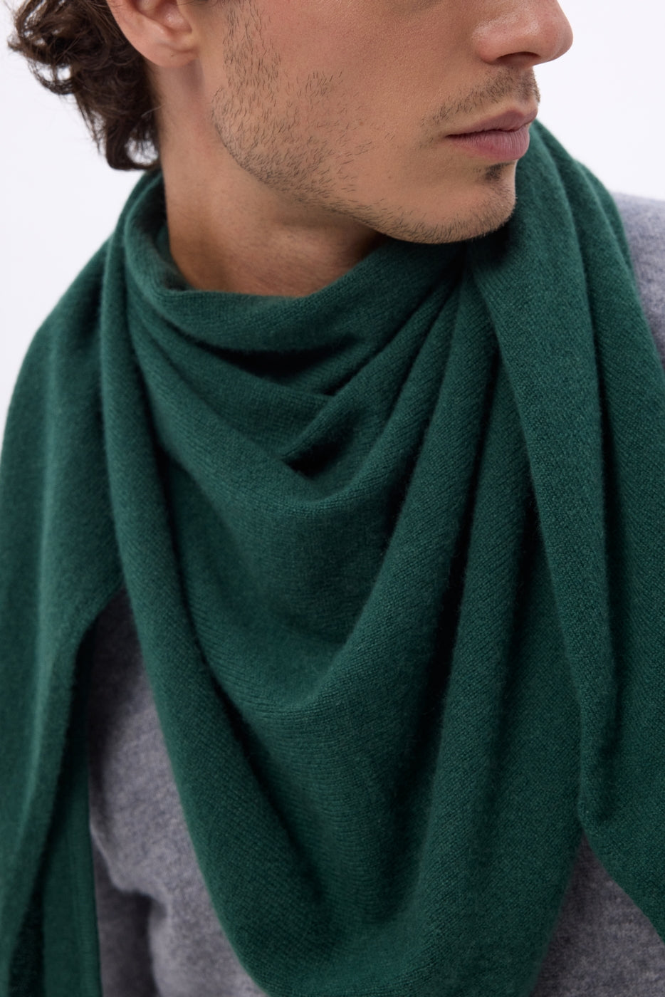 Echarpe Bandana Oversize Triangle Unie Amel - Vert Bouteille - Homme