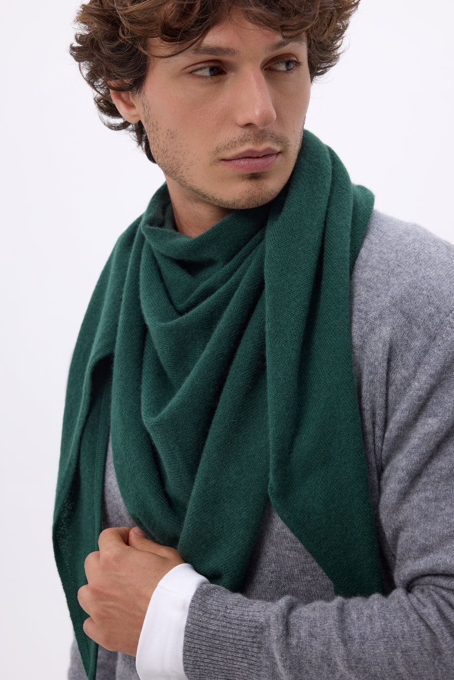 Echarpe Bandana Oversize Triangle Unie Amel - Vert Bouteille - Homme