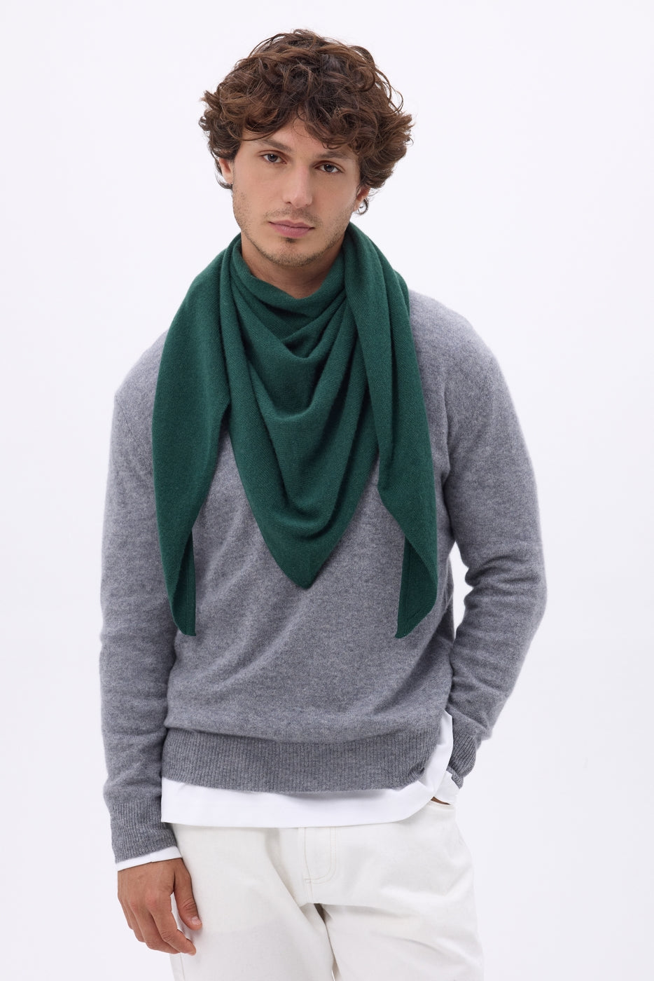 Echarpe Bandana Oversize Triangle Unie Amel - Vert Bouteille - Homme