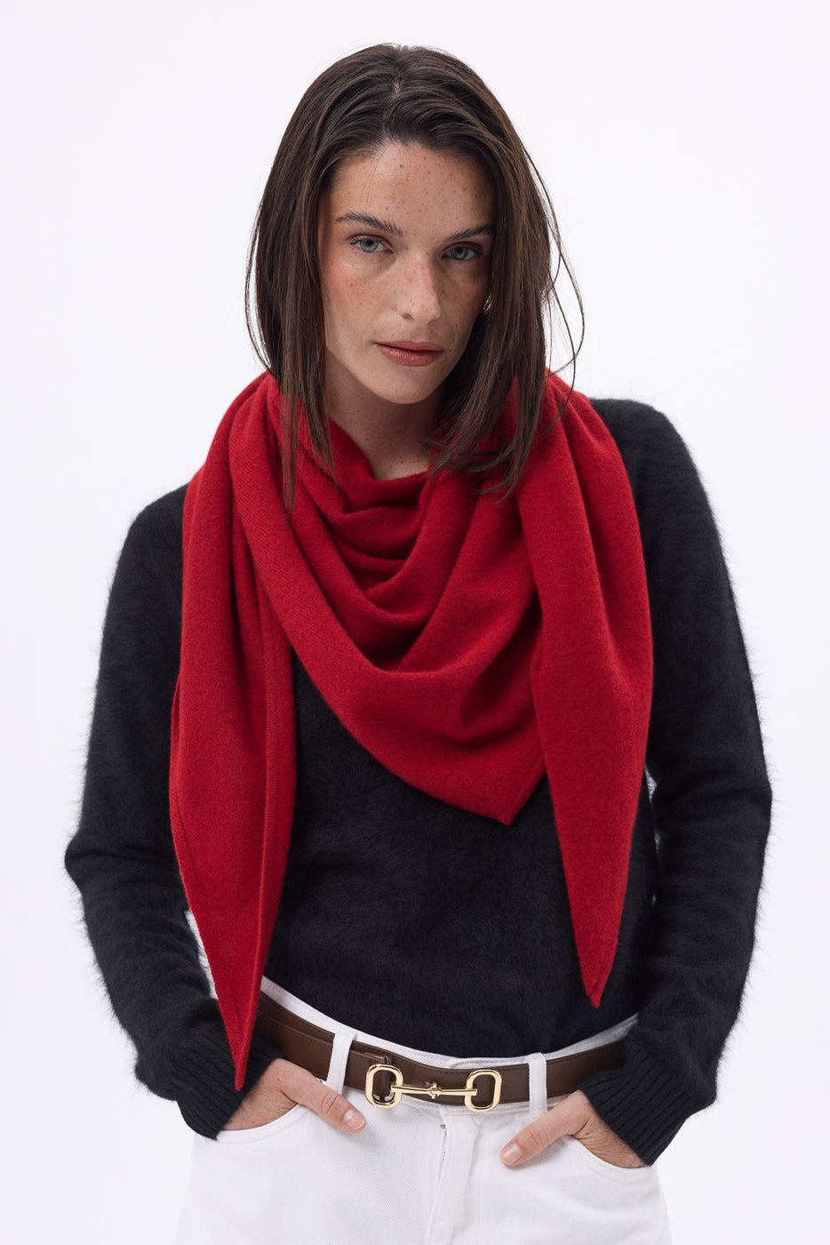 Echarpe Bandana Oversize Triangle Unie Amel - Coulis - Femme