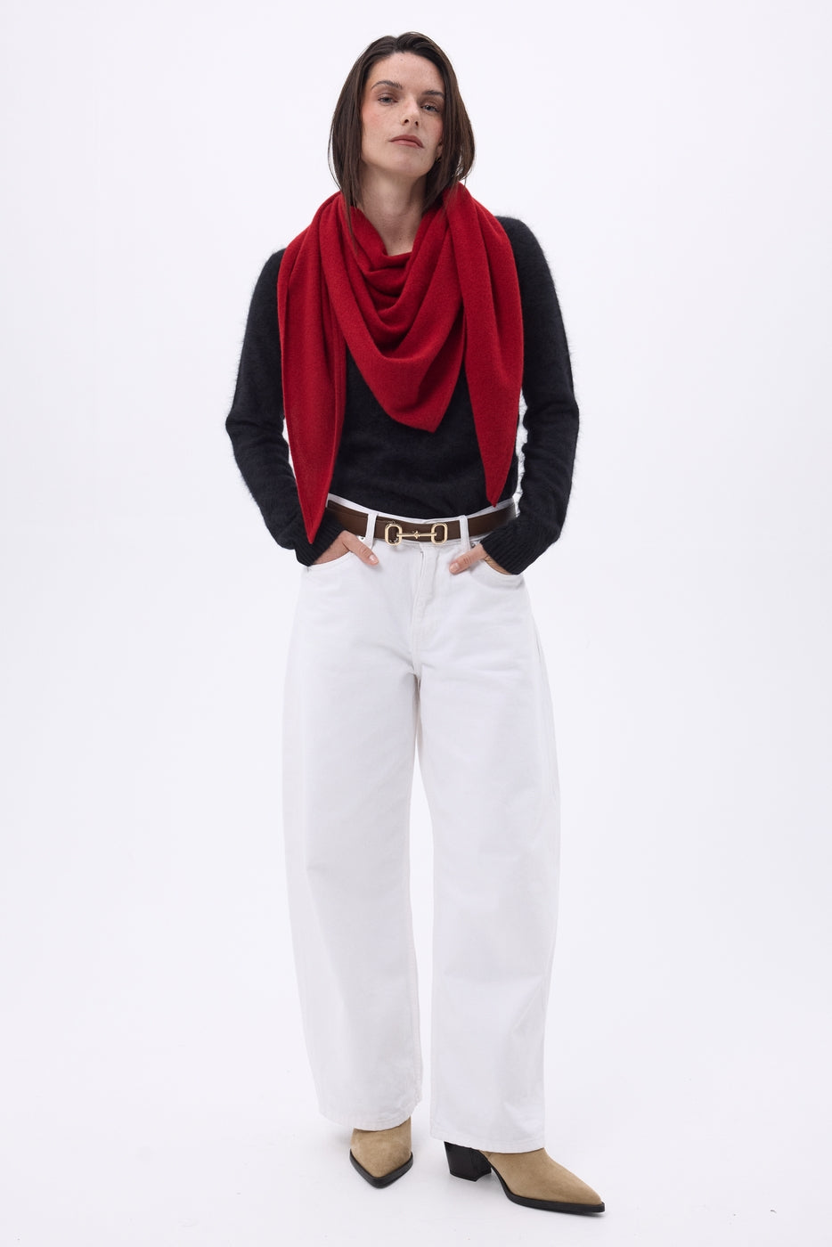 Echarpe Bandana Oversize Triangle Unie Amel - Coulis - Femme