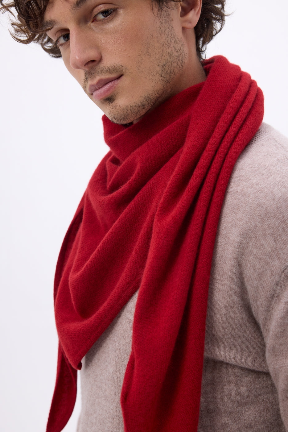 Echarpe Bandana Oversize Triangle Unie Amel - Coulis - Homme