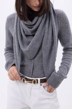 Bufanda bandana oversize triangular lisa Amel - Gris oscuro - Mujer