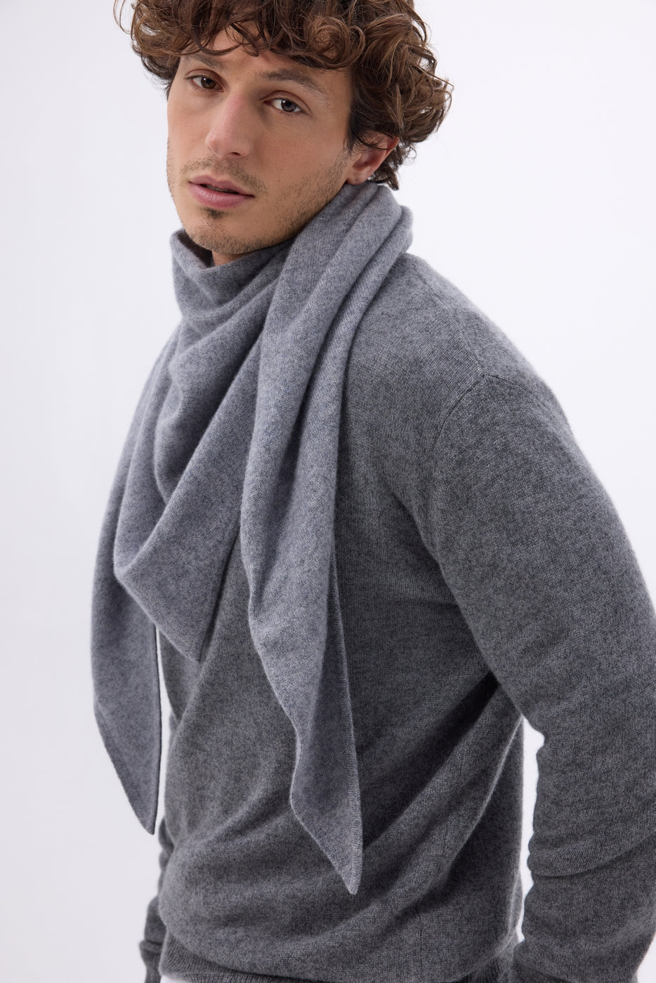 Echarpe Bandana Oversize Triangle Unie Amel - Gris Fonce - Homme