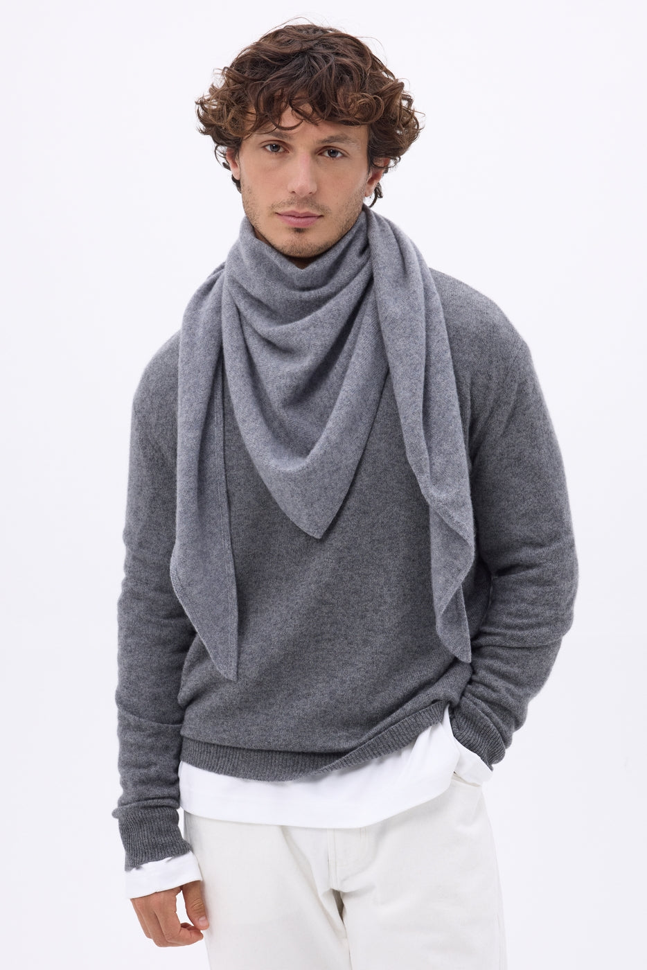 Echarpe Bandana Oversize Triangle Unie Amel - Gris Fonce - Homme