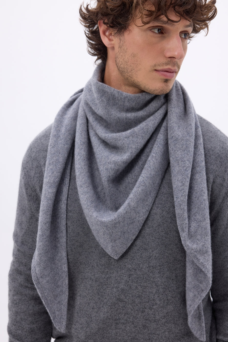 Echarpe Bandana Oversize Triangle Unie Amel - Gris Fonce - Homme
