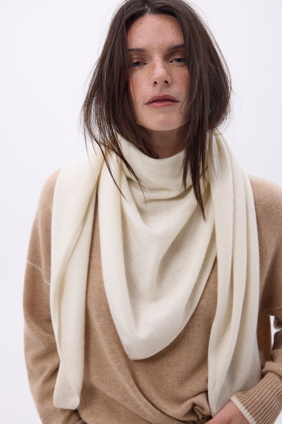 Echarpe Bandana Oversize Triangle Unie Amel - Blanc - Femme