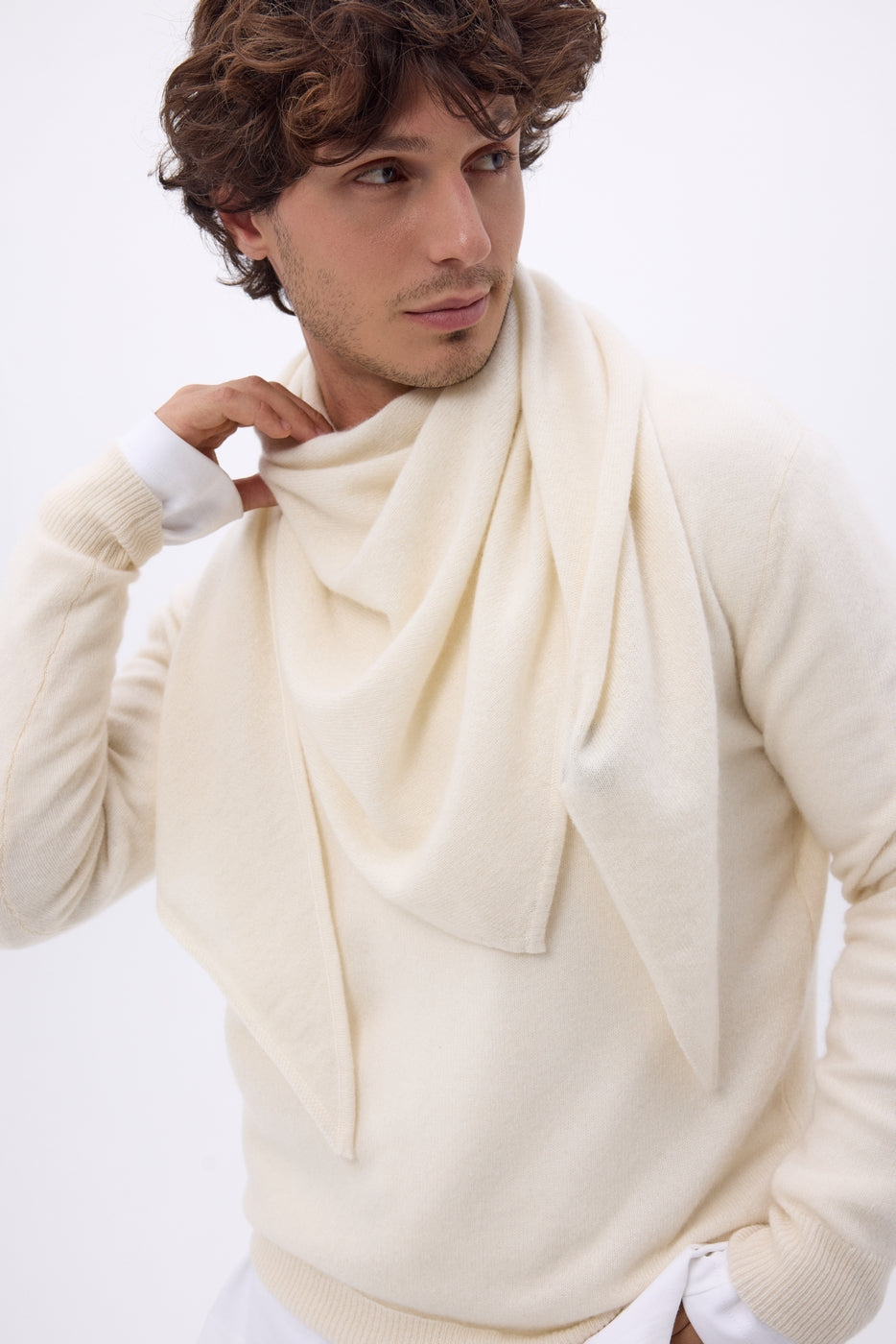 Echarpe Bandana Oversize Triangle Unie Amel - Blanc - Homme