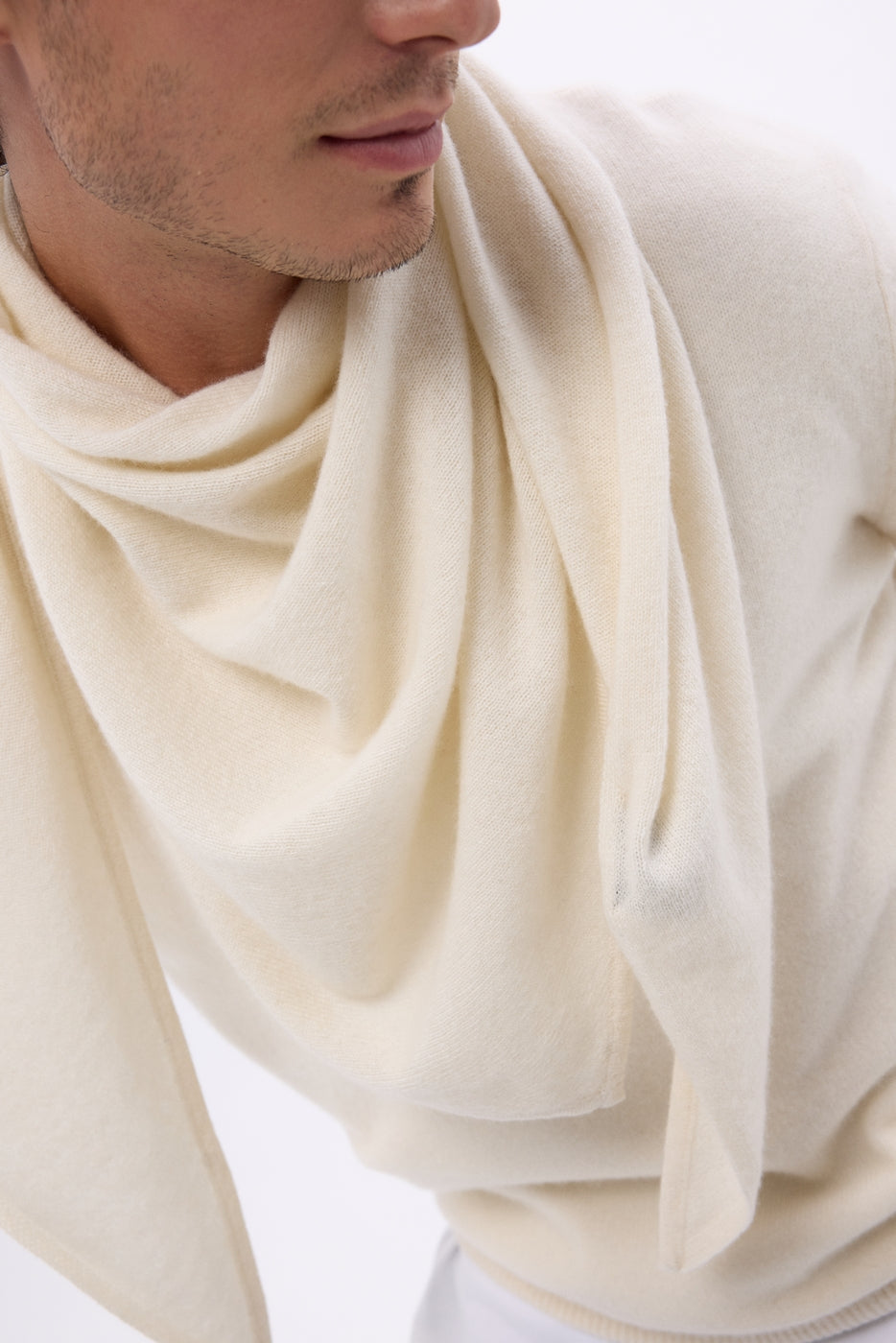 Echarpe Bandana Oversize Triangle Unie Amel - Blanc - Homme