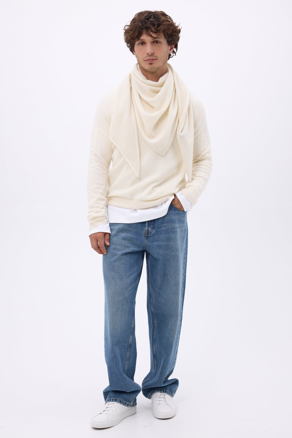 Echarpe Bandana Oversize Triangle Unie Amel - Blanc - Homme