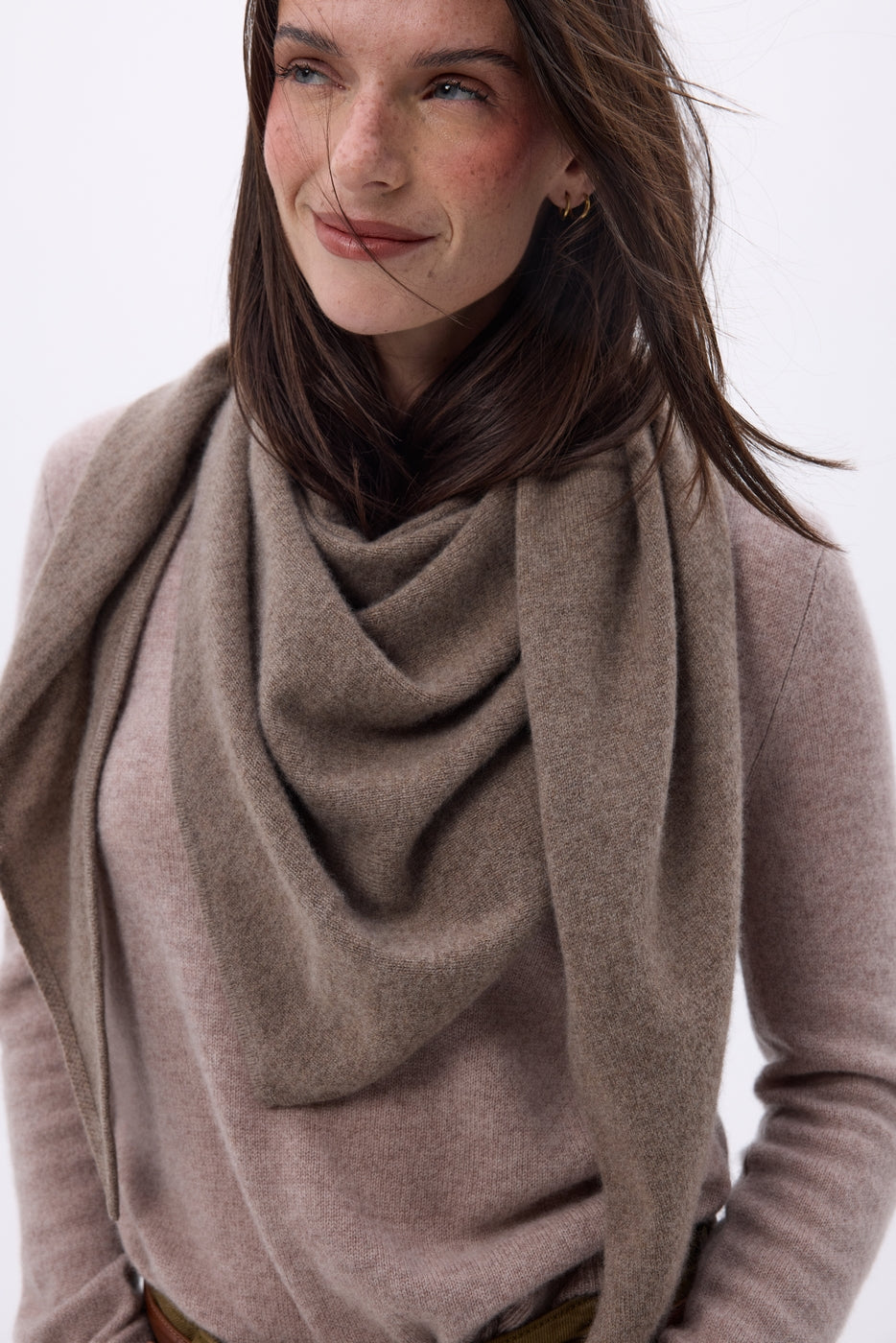 Echarpe Bandana Oversize Triangle Unie Amel - Noisette - Femme