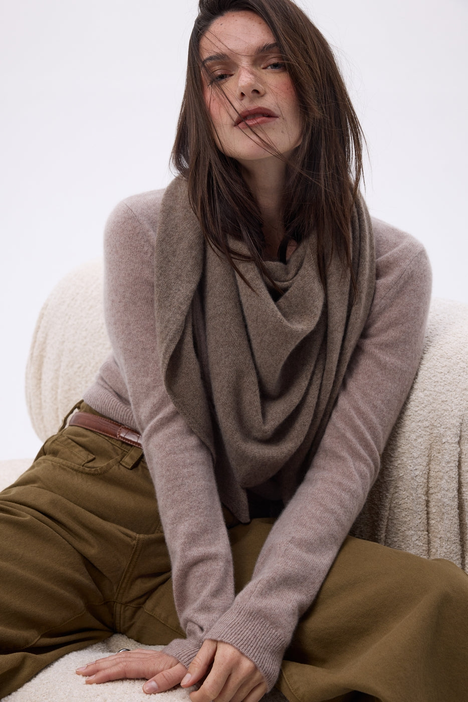 Echarpe Bandana Oversize Triangle Unie Amel - Noisette - Femme