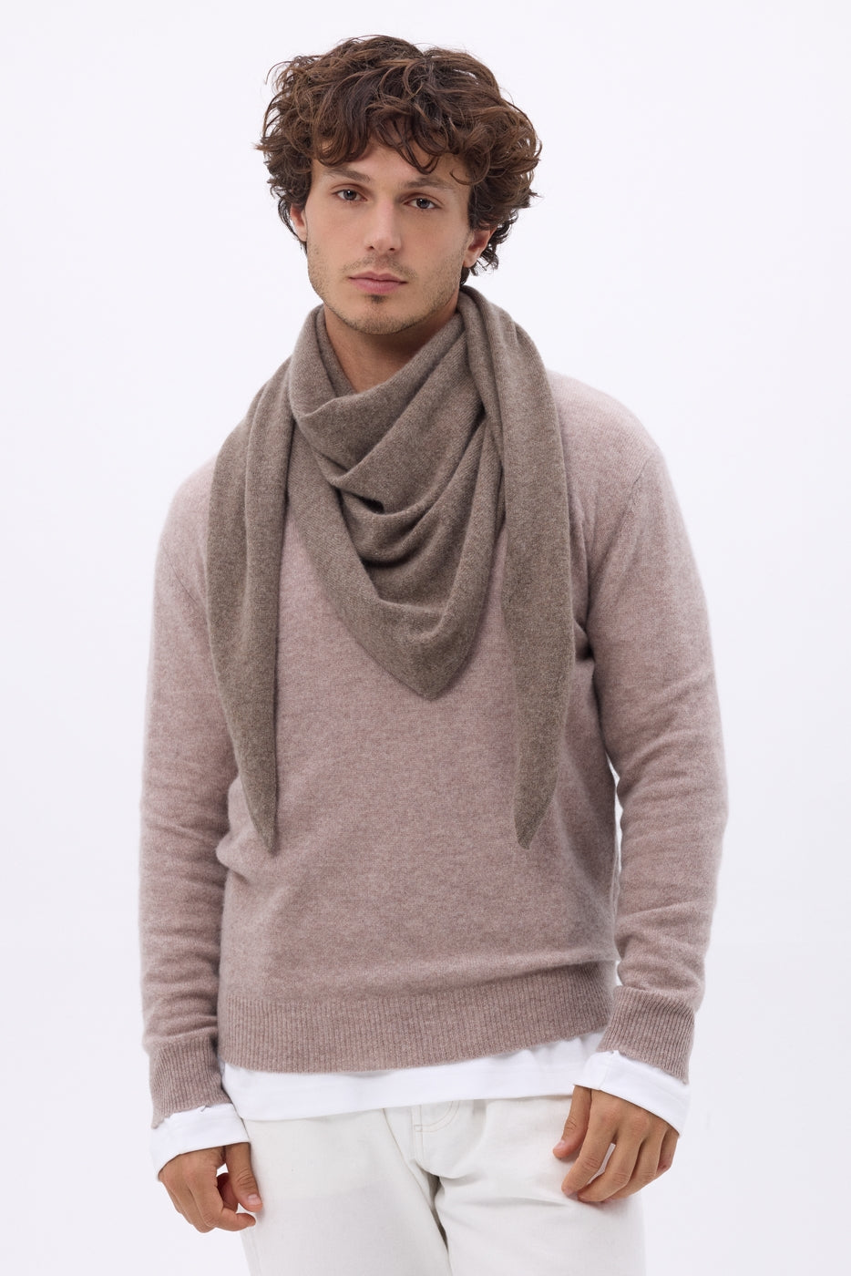 Bufanda bandana oversize triangular lisa Amel - Avellana - Hombre