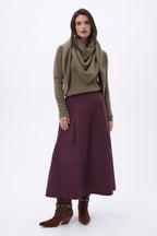 Amel Plain Oversized Triangular Bandana Scarf - Khaki Marl - Women