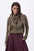 Amel Plain Oversized Triangular Bandana Scarf - Khaki Marl - Women