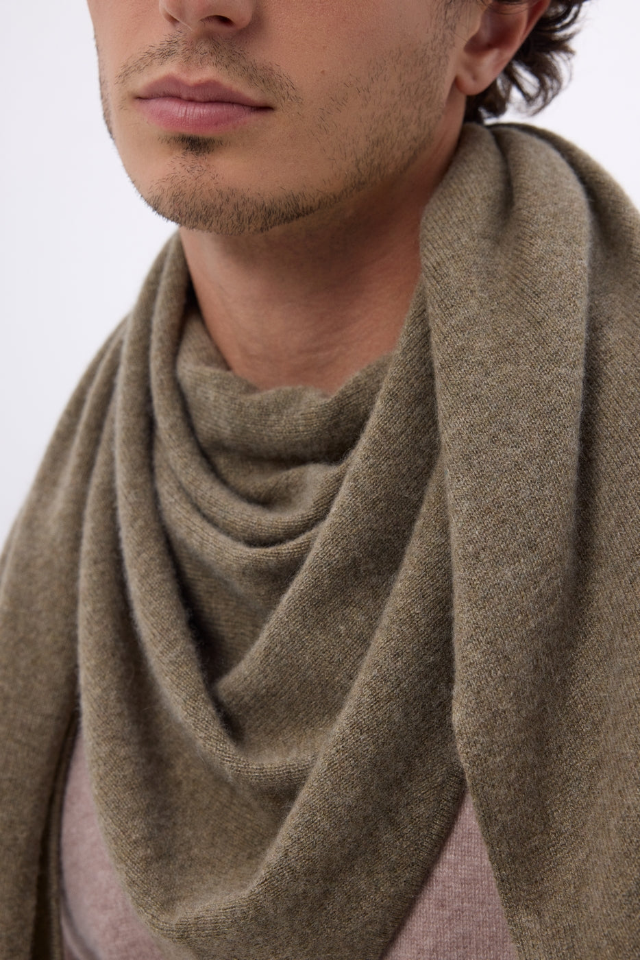 Echarpe Bandana Oversize Triangle Unie Amel - Khaki Chine - Homme