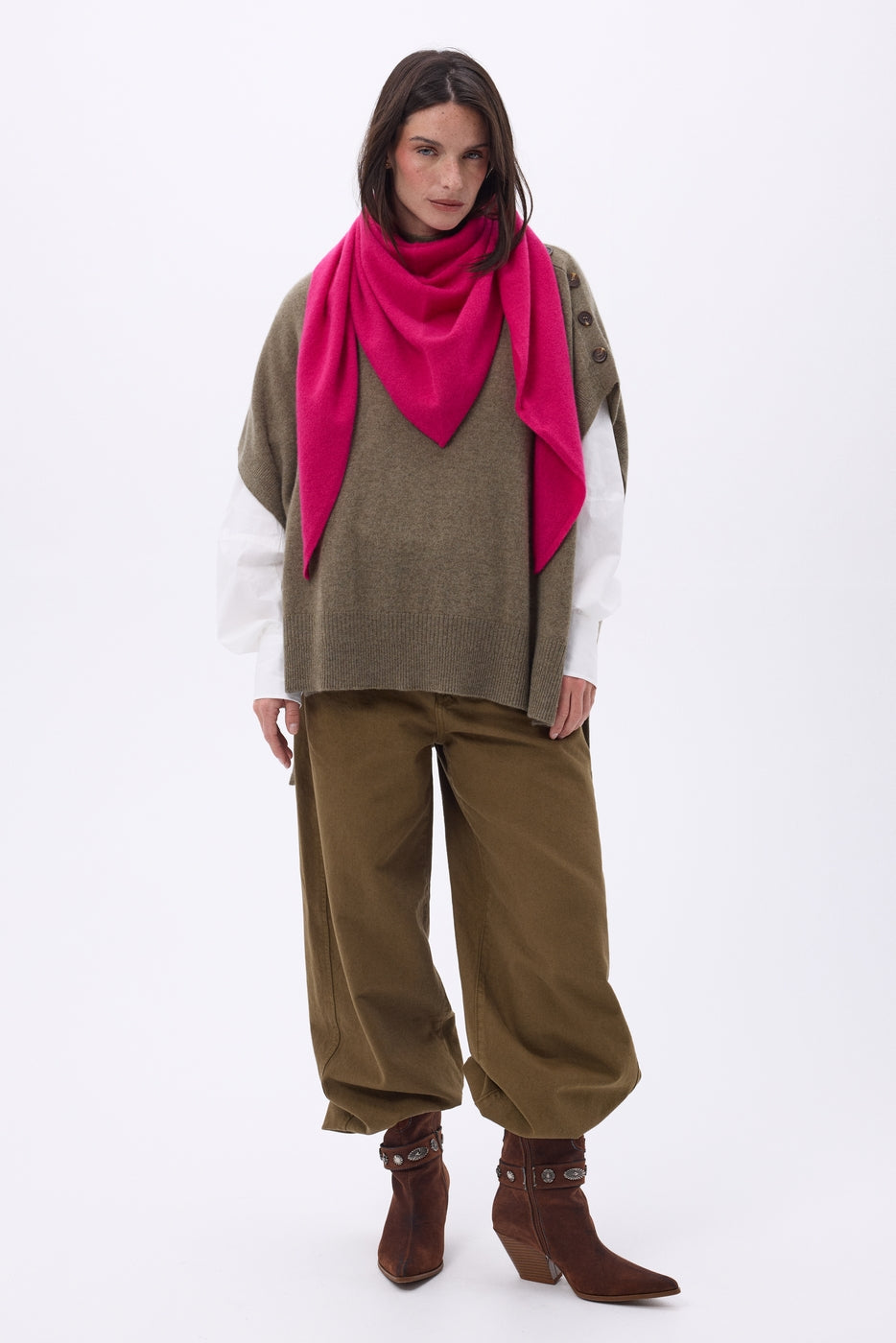 Echarpe Bandana Oversize Triangle Unie Amel - Fushia - Femme