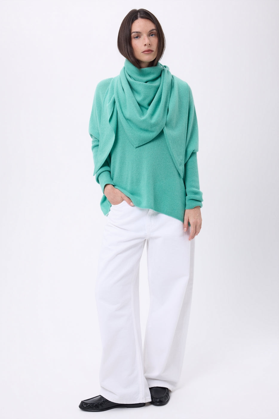Echarpe Bandana Oversize Triangle Unie Amel - Vert Pastel - Femme