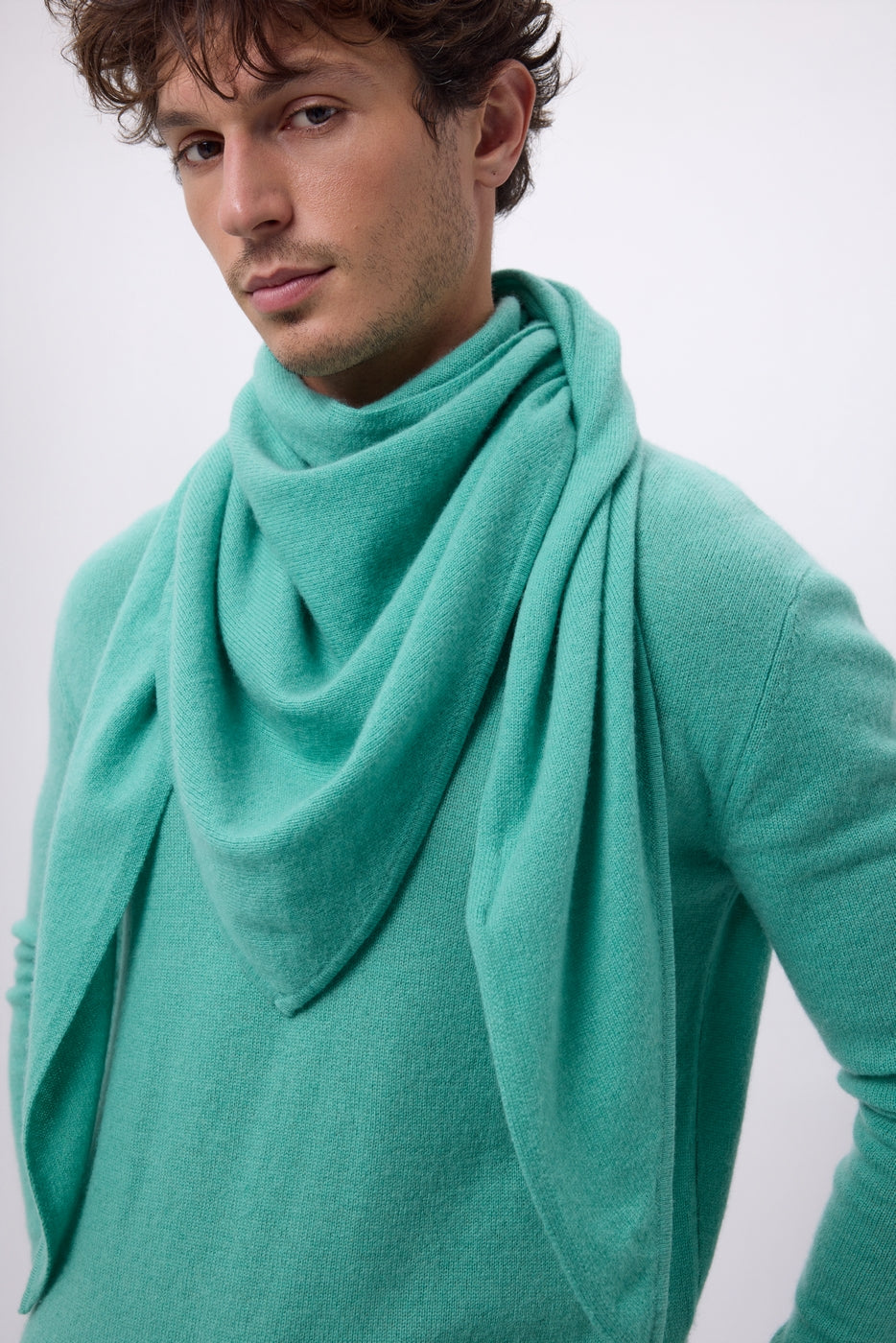 Bufanda bandana oversize triangular lisa Amel - Verde pastel - Hombre
