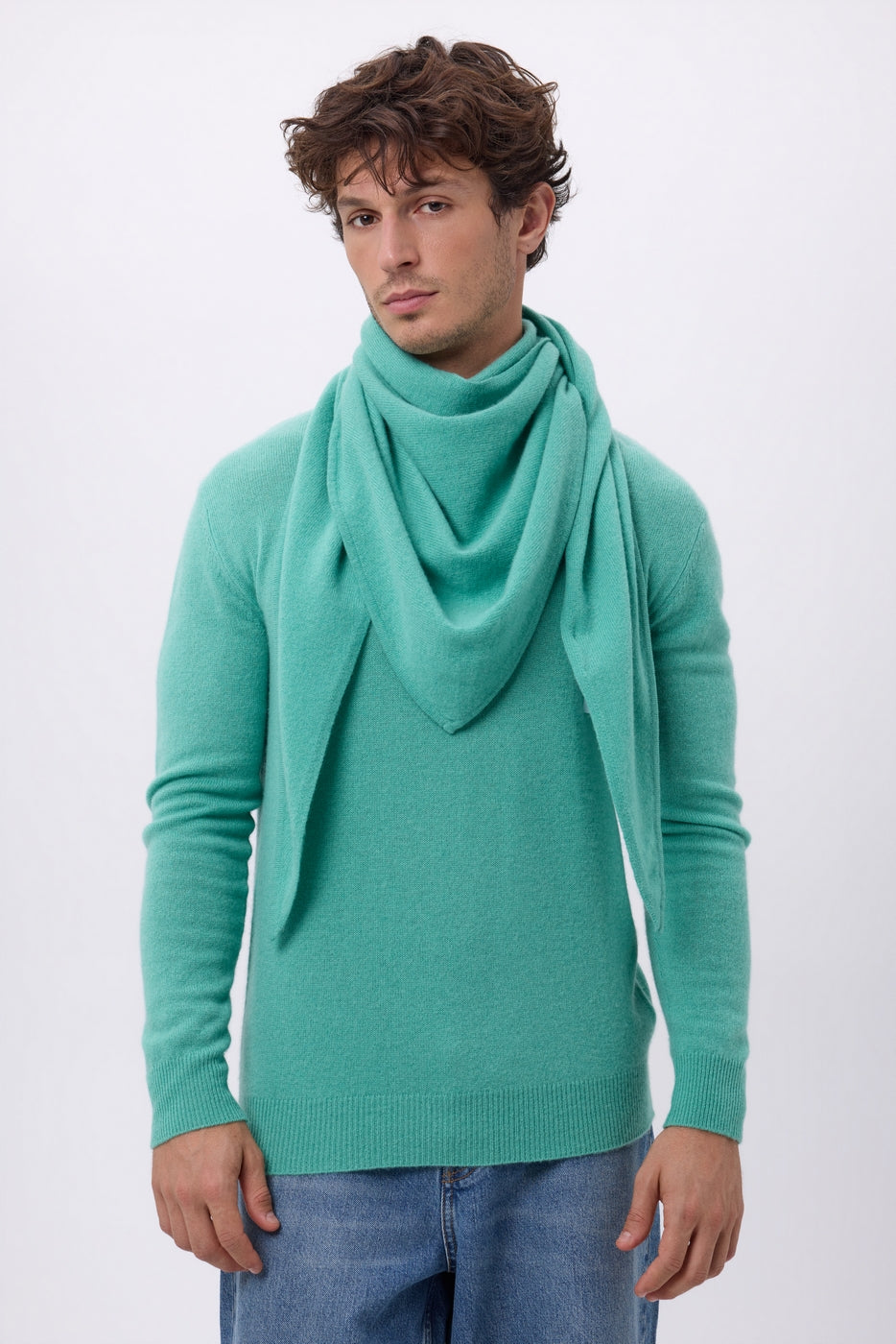 Bufanda bandana oversize triangular lisa Amel - Verde pastel - Hombre
