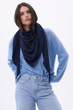 Echarpe Bandana Oversize Triangle Unie Amel - Bleu Marine - Femme
