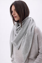 Amel Plain Oversized Triangular Bandana Scarf - Light Grey - Women