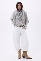 Amel Plain Oversized Triangular Bandana Scarf - Light Grey - Women