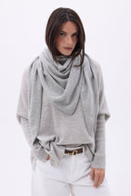Amel Plain Oversized Triangular Bandana Scarf - Light Grey - Women
