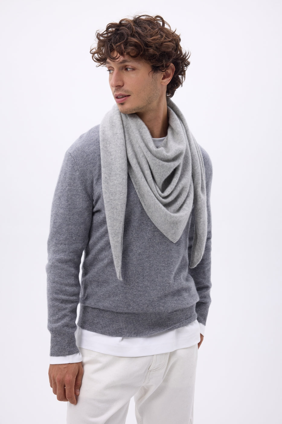 Echarpe Bandana Oversize Triangle Unie Amel - Gris Clair - Homme
