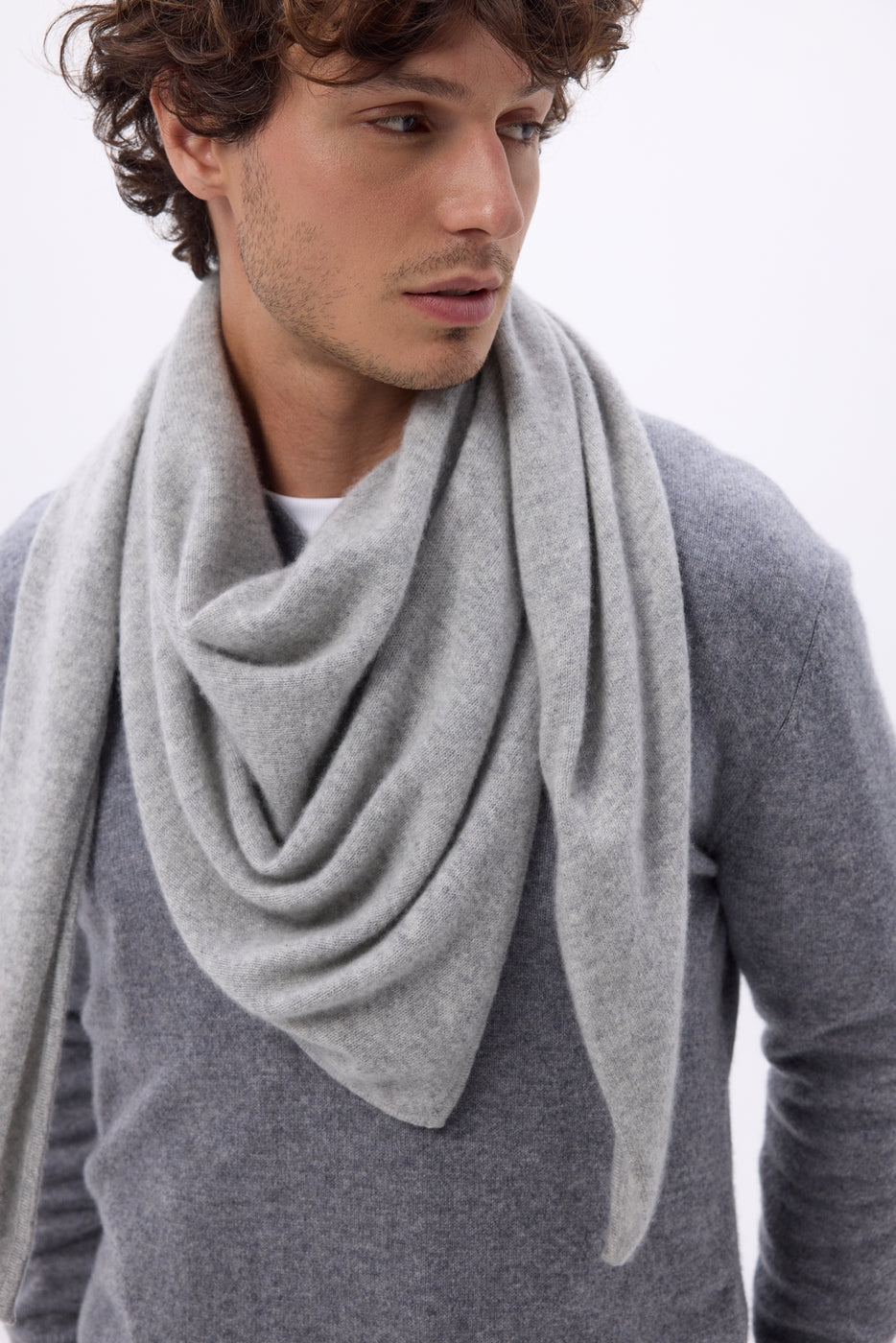 Echarpe Bandana Oversize Triangle Unie Amel - Gris Clair - Homme