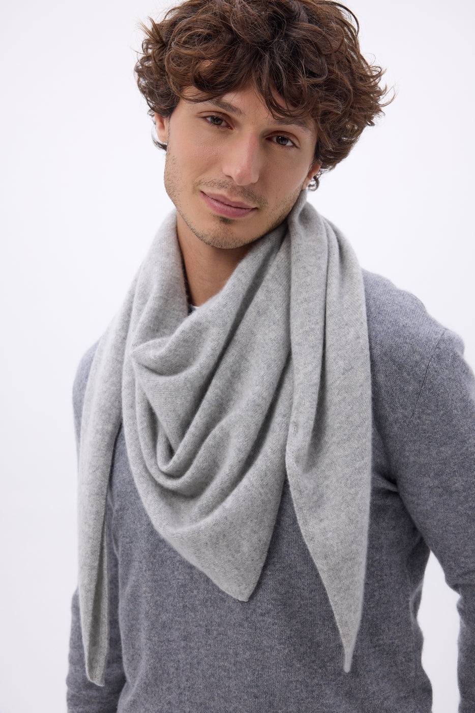 Echarpe Bandana Oversize Triangle Unie Amel - Gris Clair - Homme