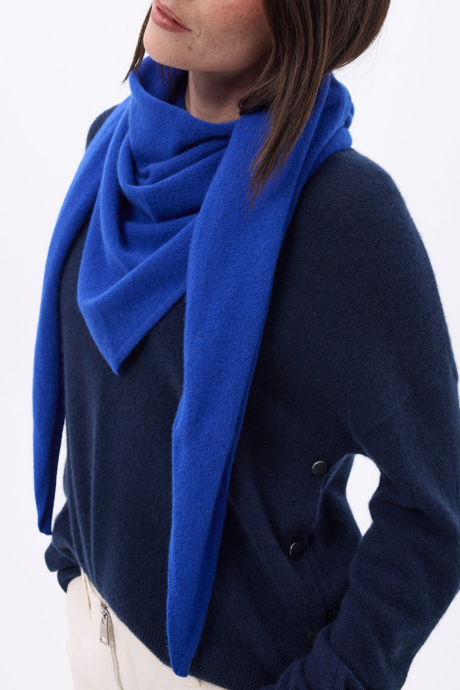 Echarpe Bandana Oversize Triangle Unie Amel - Bleu Roi - Femme