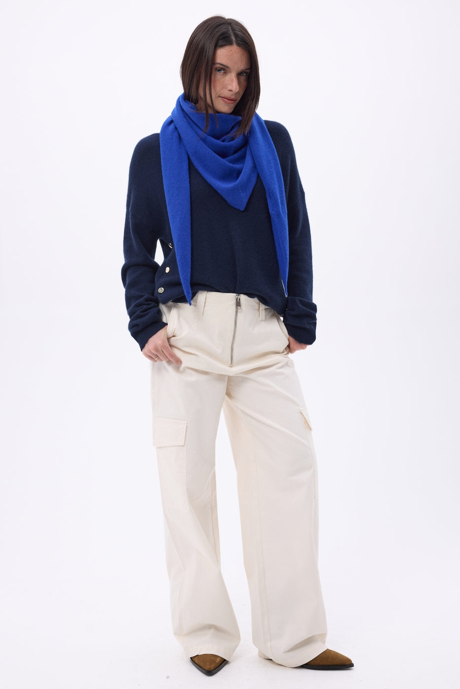 Echarpe Bandana Oversize Triangle Unie Amel - Bleu Roi - Femme