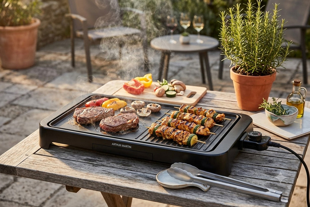 Plancha Grill Double Zone - 2000W - Plaque 49x27cm - Noir