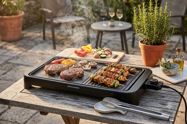 Plancha Grill Double Zone - 2000W - Plaque 49x27cm - Noir