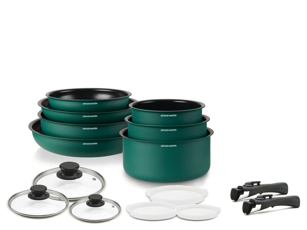 Batterie 15 Pièces - Aluminium - Anti-Adhésif - Vert