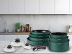 Batterie 15 Pièces - Aluminium - Anti-Adhésif - Vert