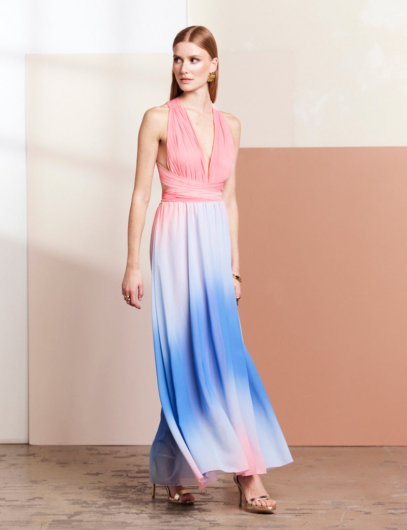 Vestido Rosa y Azul Solina