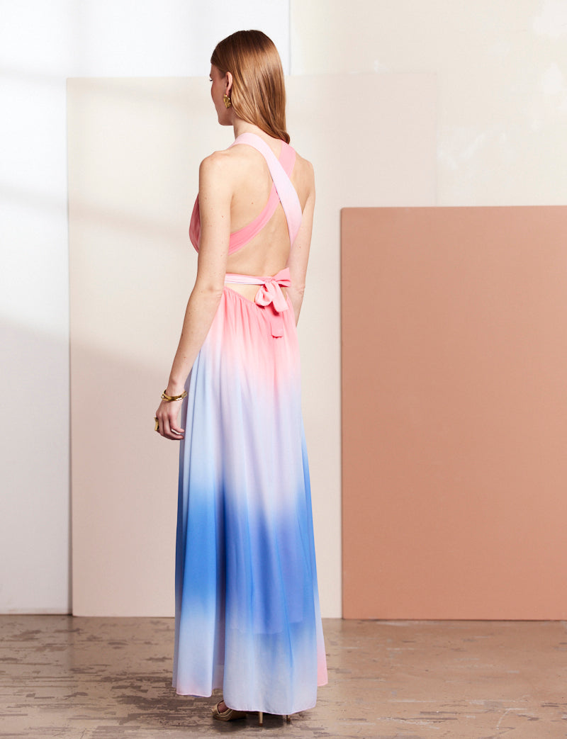 Vestido Rosa y Azul Solina