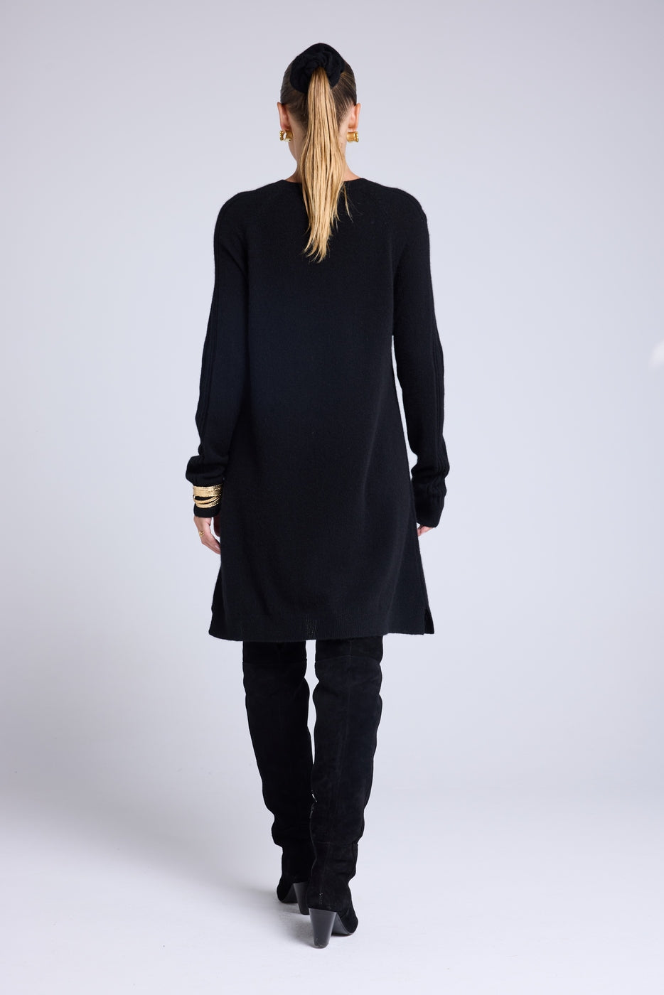 Anastasia Crew-Neck Dress - Black
