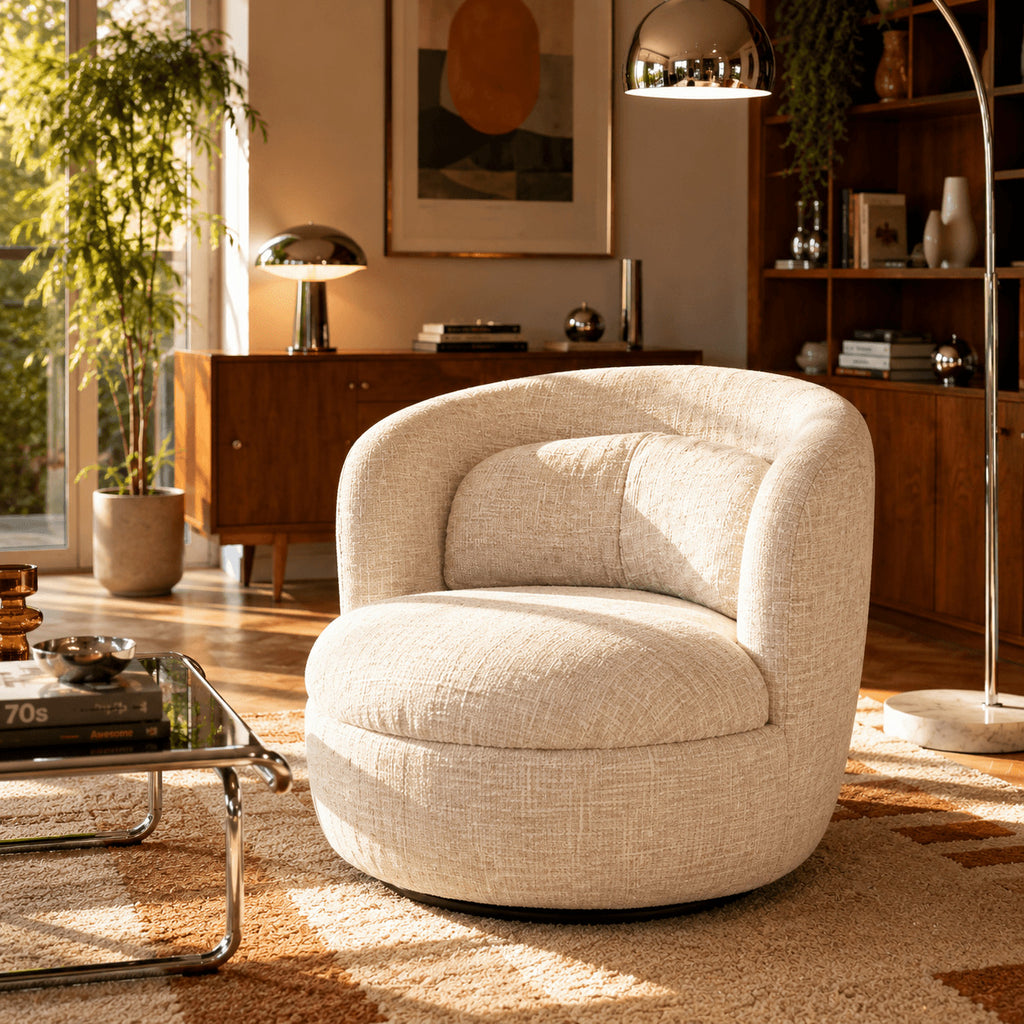 Ander - Swivel Armchair - Fabric - Beige