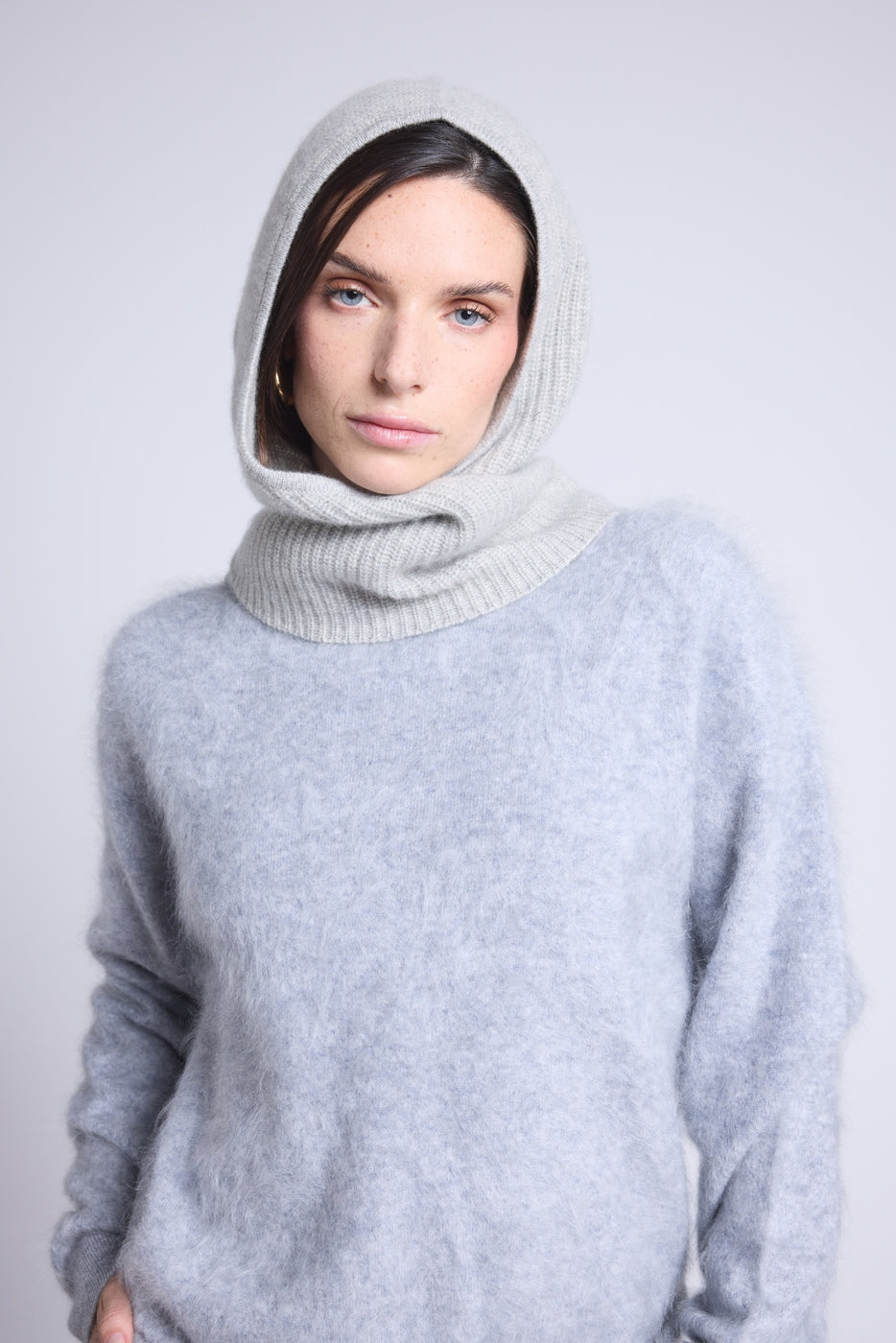 Cagoule Echarpe Unisexe Angela - Gris Clair - Mixte