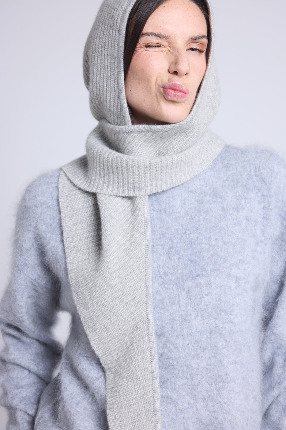 Cagoule Echarpe Unisexe Angela - Gris Clair - Mixte