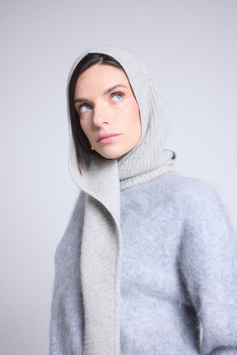 Cagoule Echarpe Unisexe Angela - Gris Clair - Mixte