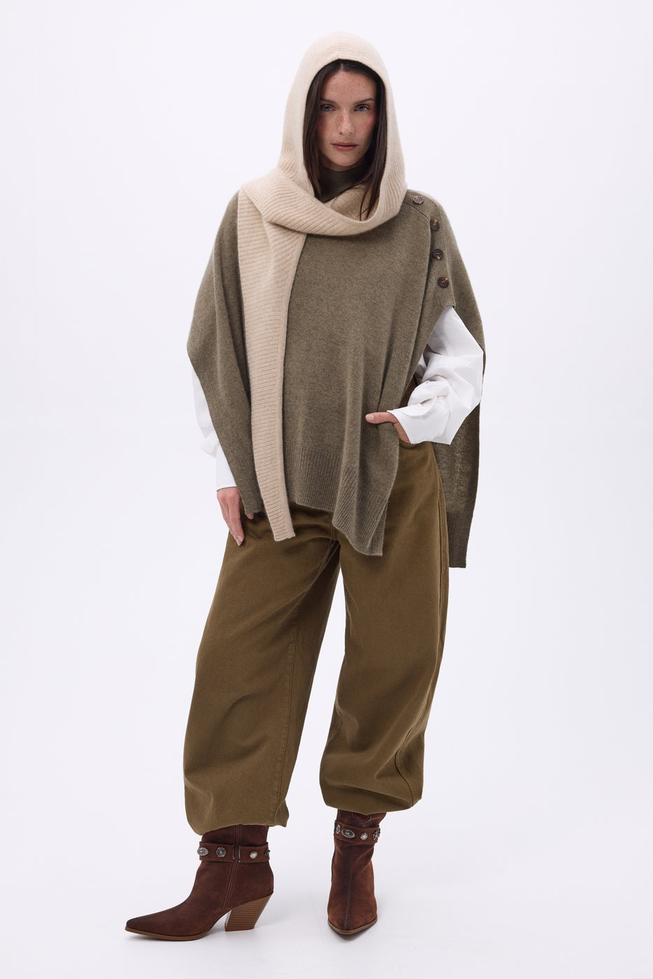Pasamontañas Bufanda Angela - Beige crema - Unisex