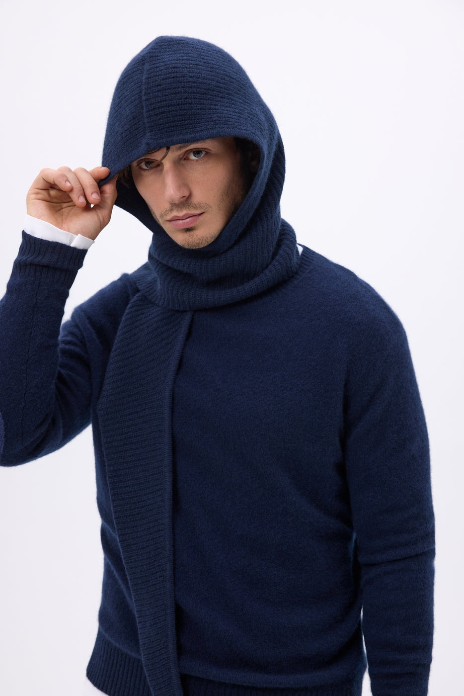 Passamontagna sciarpa Angela - Blu navy - Unisex - 100% cashmere