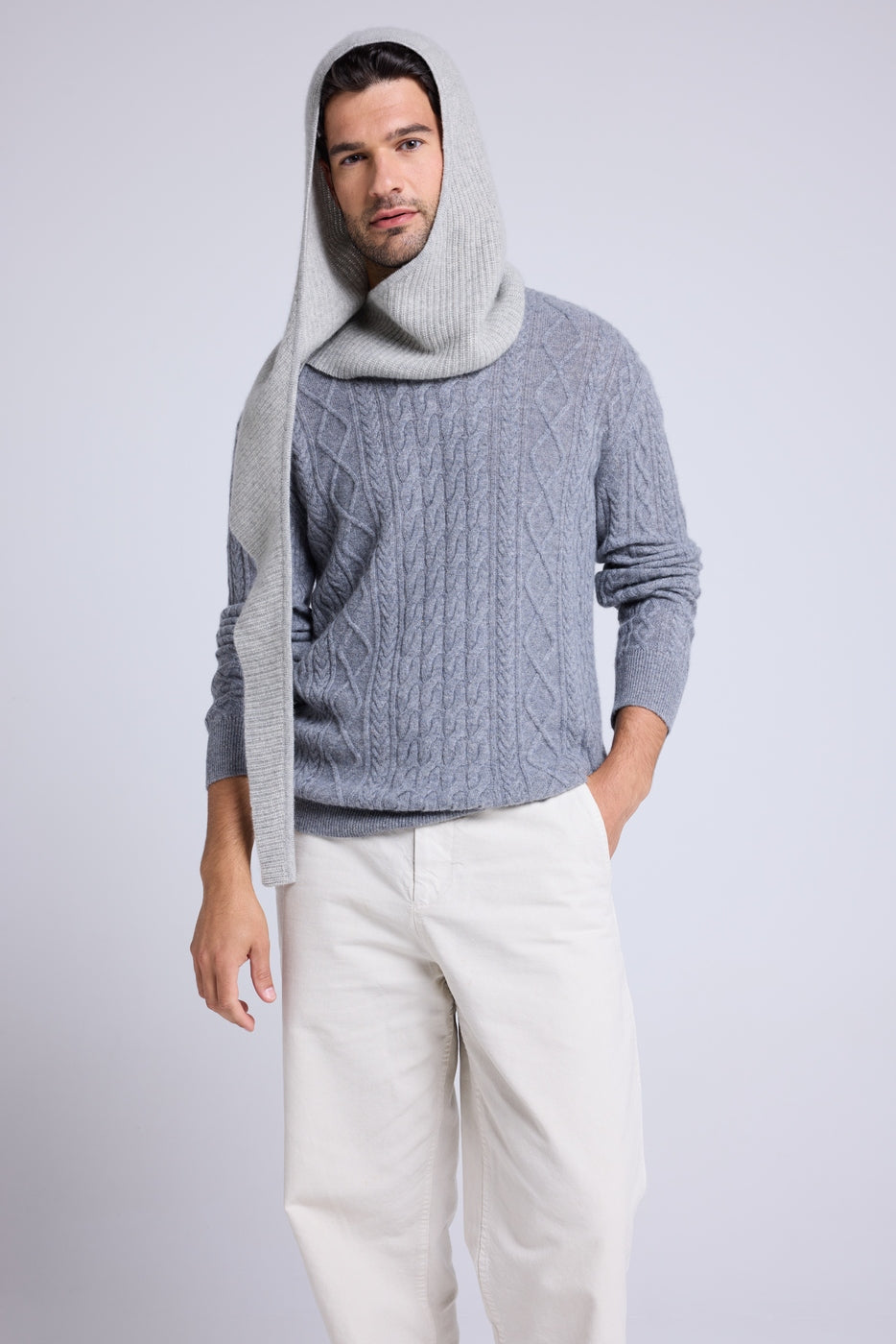 Unisex Angel Hood Scarf - Light Grey