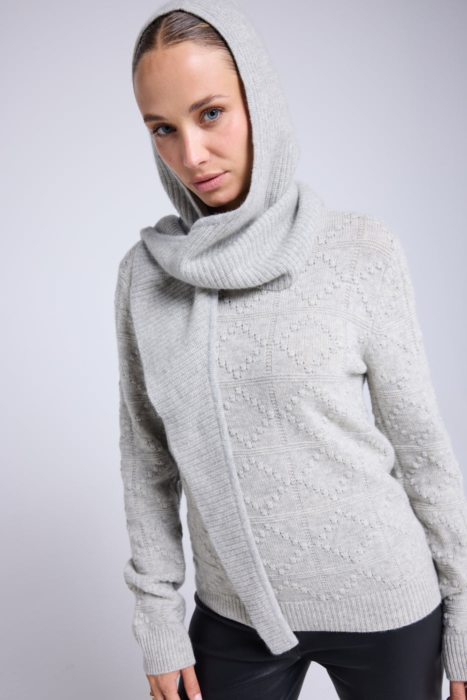 Unisex Angel Hood Scarf - Light Grey