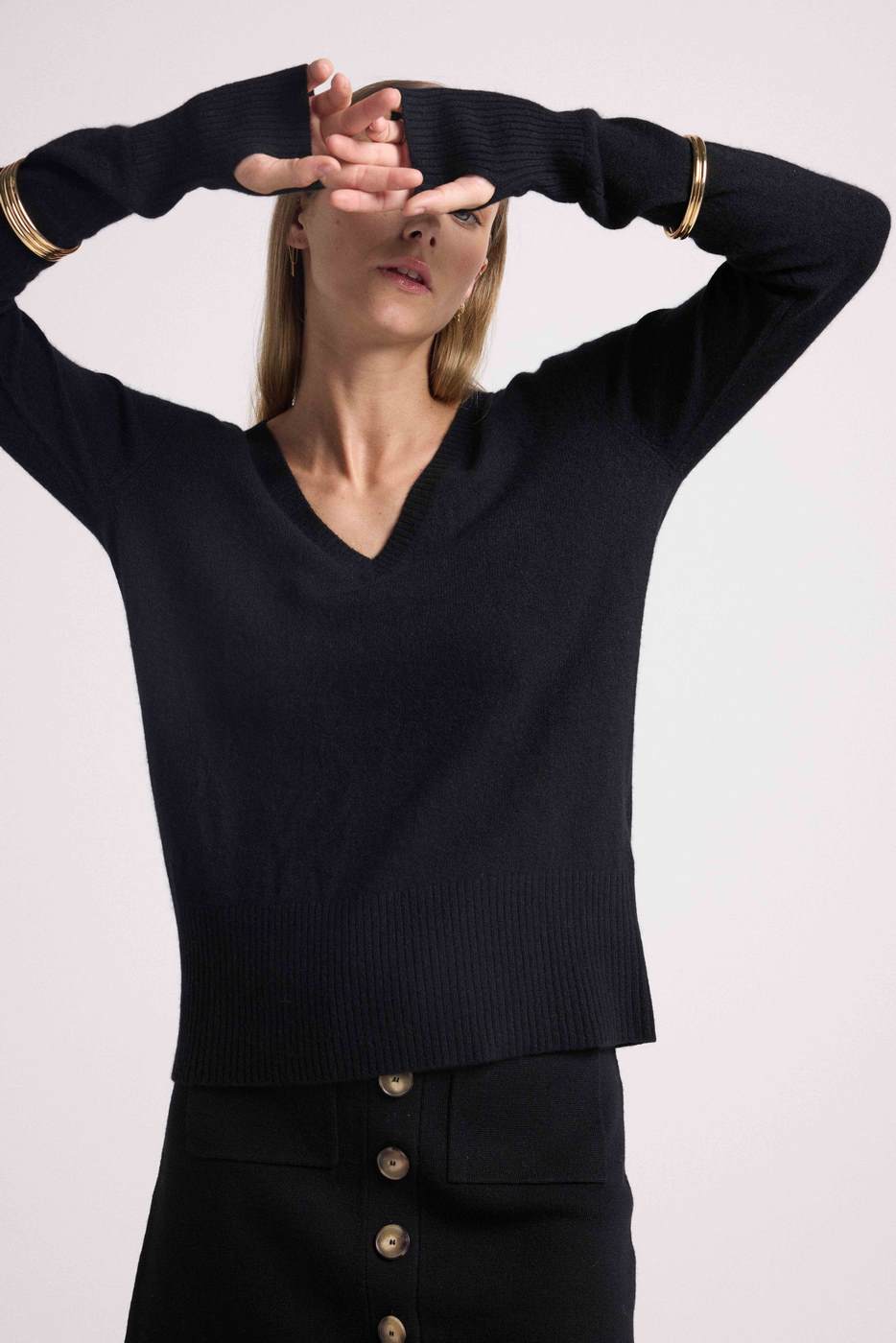 Jersey con mitones Anna - Negro